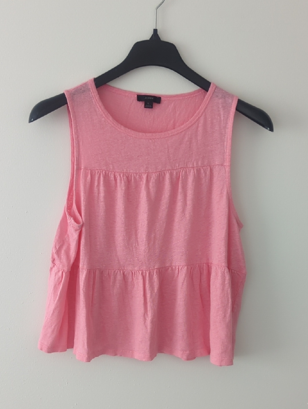 J Crew 100% Linen Tank Top Blouse Size Large Pink Sustainable Summer